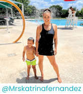 Mommy and son in a waterpark
