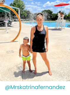 Mommy and son in a waterpark