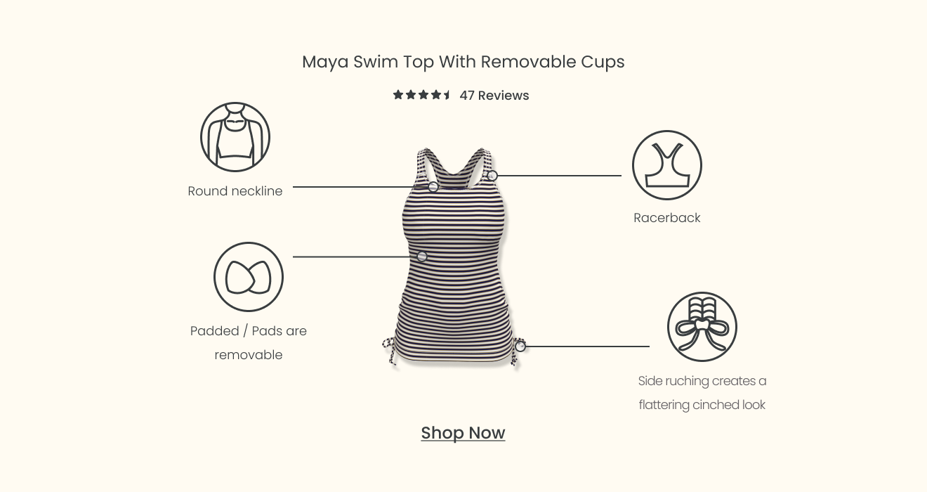 Maya Swim Top With Removable Cups