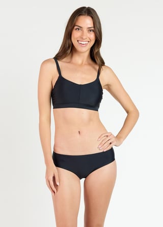 Adjustable Strap Clasp Swim Bra With Bikini Bottom