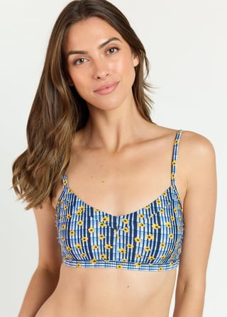 Adjustable Strap Swim Bra With Skirted Swim Capris