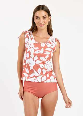 2in1 Adjustable Sleeve Swim Top With High-Waisted Bikini Bottom