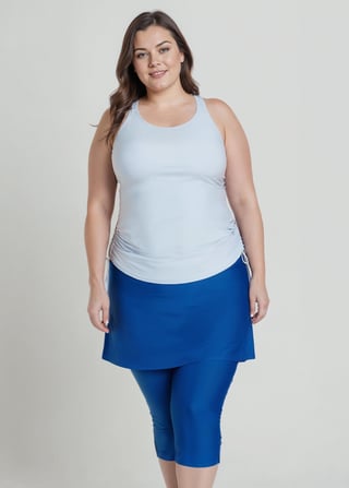 Plus Size Maya Swim Top With Skirted Swim Capris 