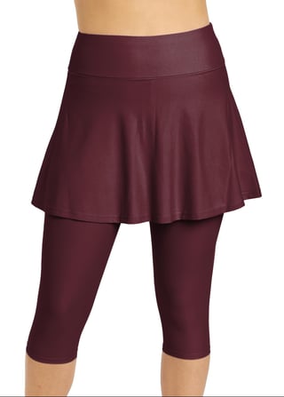 Flared Swim Skort With Capri Leggings