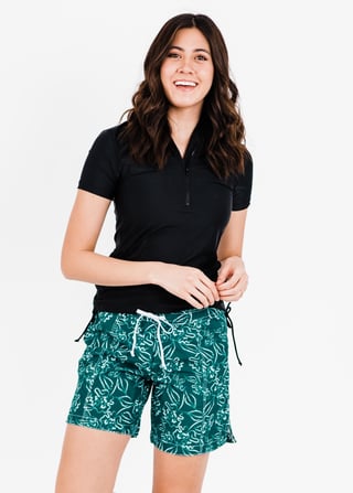 Adele Badetop mit Halb-Reißverschluss mit 17,8 cm Board Shorts