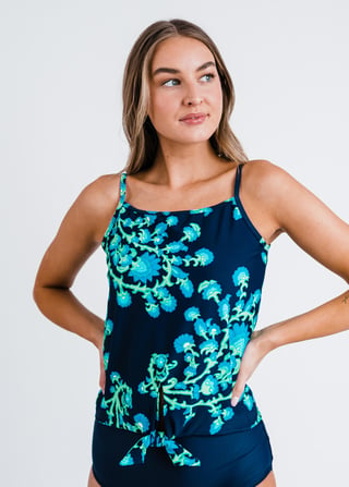 Riley Knotted Swim Top With Skirted Swim Capris