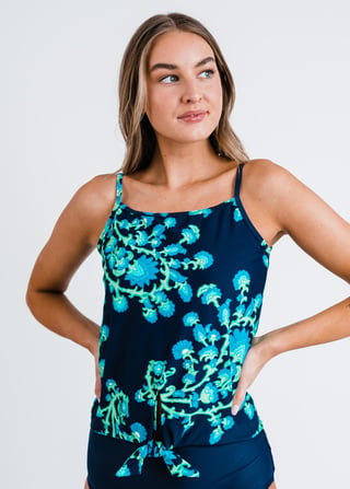 Riley Knotted Swim Top With Above the Knee Board Shorts