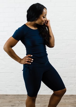 Adele Swim Top With Long Bike Swim Shorts 