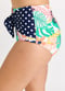 High Waisted Bikini Bottom With Front Tie - Tropical Views/Navy Polka Dot