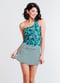 Swim top and short skort. Modest plus size top and skirt with pants. Womens' modest plus size swim set. Sun protection UPF +50