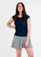 Swim top and flowy skort. Modest plus size top and skirt with pants. Womens' modest plus size swim set. Sun protection UPF +50