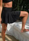 Flowy Swim Skort With Shorts - Black