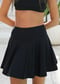 Flowy Swim Skort With Shorts - Black