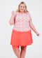 Swim top and skort with a pocket. Modest plus size top and skirt with pants. Womens' modest plus size swim set. Sun protection UPF +50