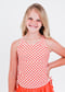 Girl's Abby Swim Top - Coral Gingham