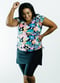 Swim top and skort. Modest plus size top and skirt with pants. Womens' modest plus size swim set. Sun protection UPF +50