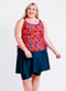 Swim top with removable cups and skort. Womens' modest plus size swim set. Swim top for Mastectomy