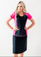 Loose swim top and knee length skort. Modest plus size top and skirt with pants. Womens' modest plus size swim set. Sun protection UPF +50