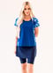 Loose swim top and skort. Modest plus size top and skirt with pants. Womens' modest plus size swim set. Sun protection UPF +50