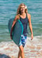 Maya Swim Top With Long Bike Swim Shorts