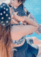 Racerback Swim Bra With Flowy Swim Skort With Shorts