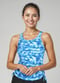 Maya Tankini Swim Top With Built-in Bra - Blue Tie Dye