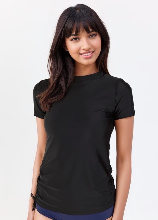 Mock Neck Adele Swim Top With Swim Shorts