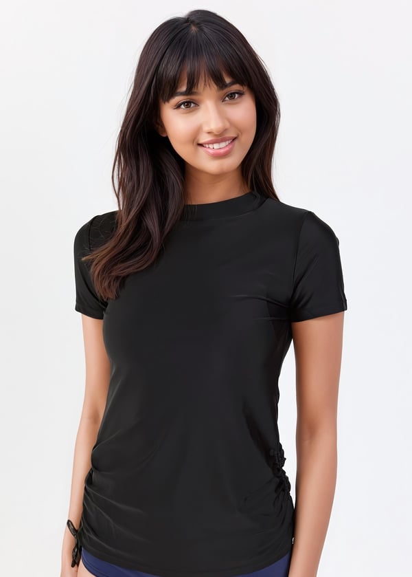 Mock Neck Adele Swim Top With 2" - 3" Board Shorts