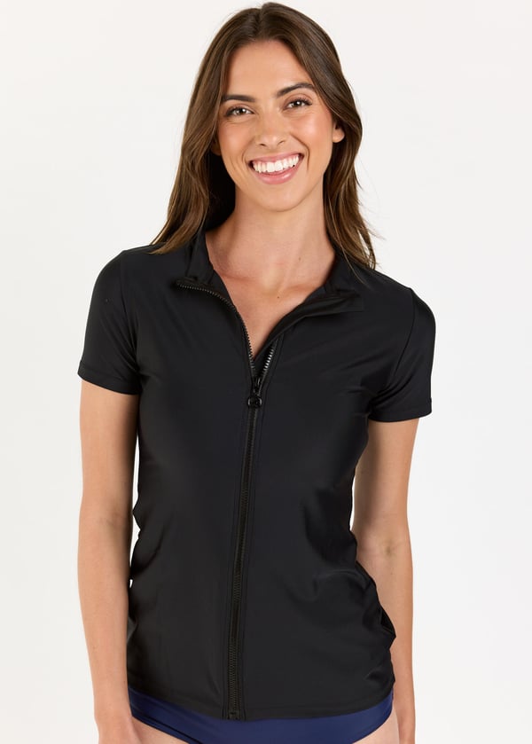 Full-Zip Adele Swim Top