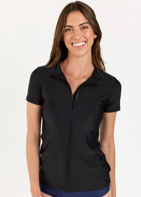 Full-Zip Adele Swim Top With A-line Swim Skort