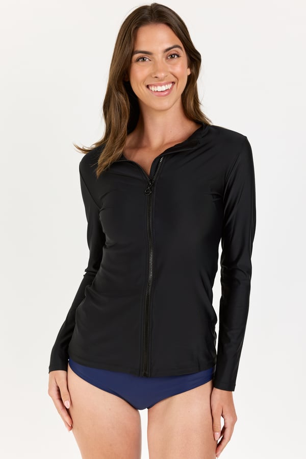 Full-Zip Nora Swim Top With Long Swim Skort