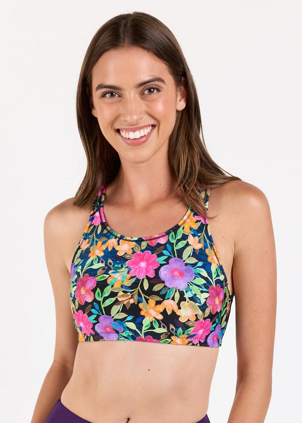 Racerback Swim Bra With Skirted Swim Capris