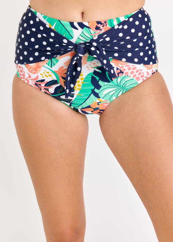 High Waisted Bikini Bottom With Front Tie