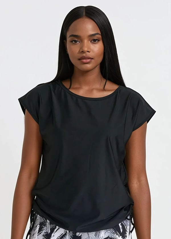 Daphne Loose Fit Swim Top - Black