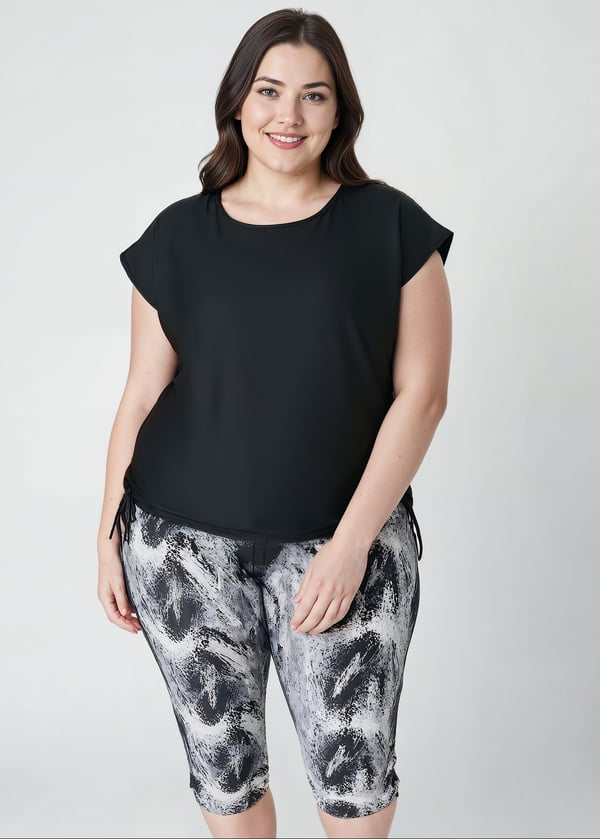 Daphne Loose Fit Swim Top With Capri Swim Leggings