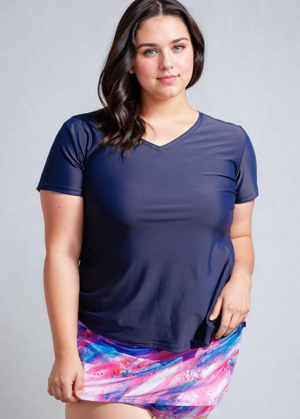 V-Neck Adele Swim Top With Short Swim Skort