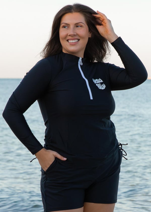 Plus Size Half-Zip Nora Swim Top