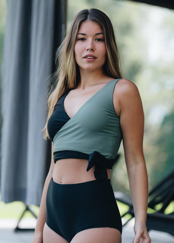 Emery Wrap Swim Top With Removable Cups & Bikini Bottom