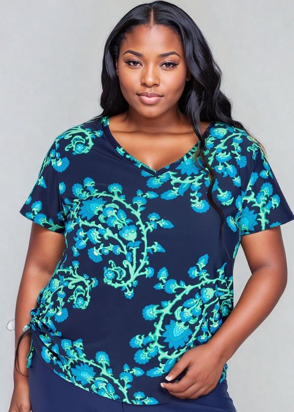 Plus Size V-Neck Adele Swim Top