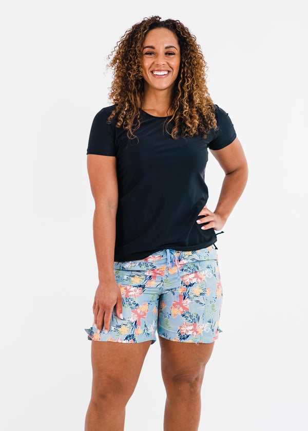 Adele Swim Top With Above the Knee Board Shorts