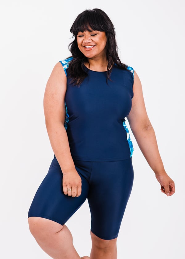 Plus Size Loose Fit Maya Swim Top With Long Bike Swim Shorts