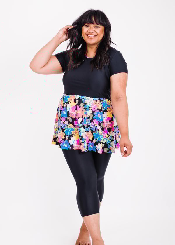 Plus Size Vintage Swim Dress With Capri Swim Leggings