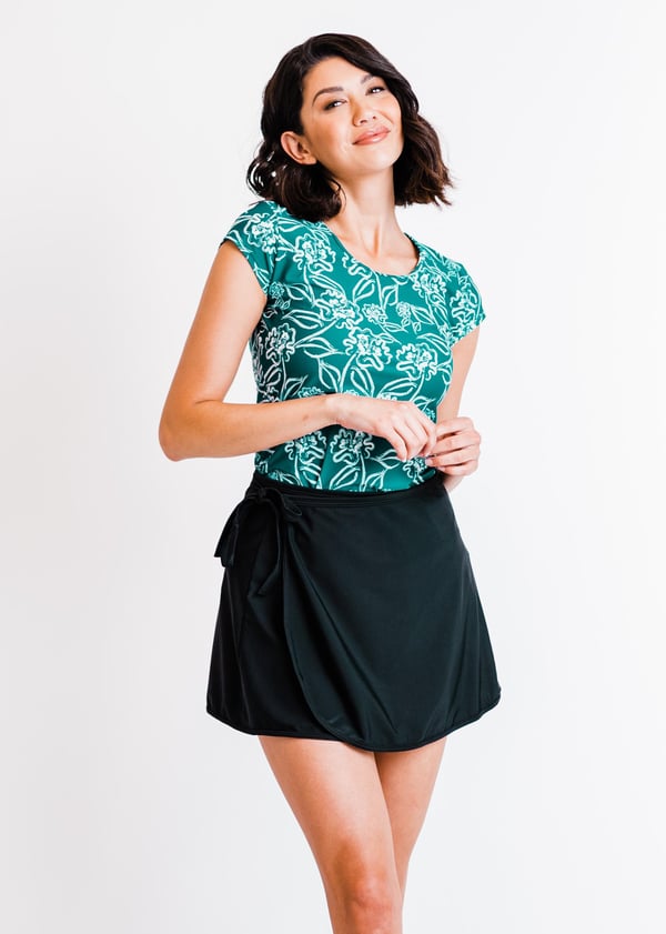 Sadie Swim Top With Sarong Wrap Swim Skirt & Bikini Bottom