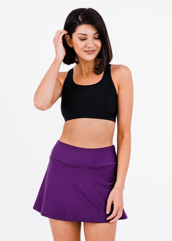 Swim bra and skort. Modest plus size bra and skirt with pants. Womens' modest plus size swim set. Sun protection UPF +50.