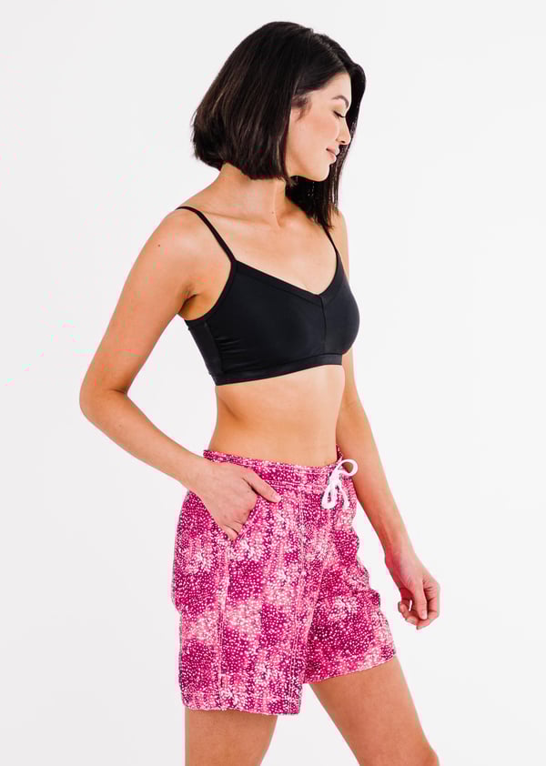 Adjustable Strap Swim Bra With Above the Knee Board Shorts