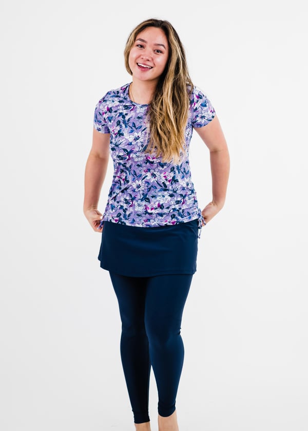 Adele Swim Top With Skirted Long Swim Leggings