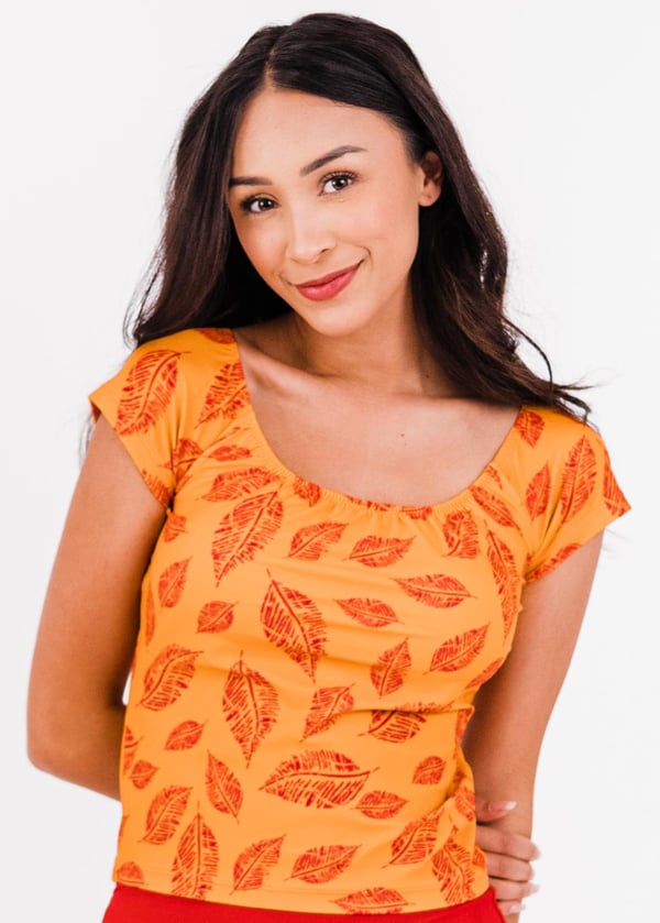 Zoey Crop Swim Top - Sandstone Leaf Print - Last chance to get this color!