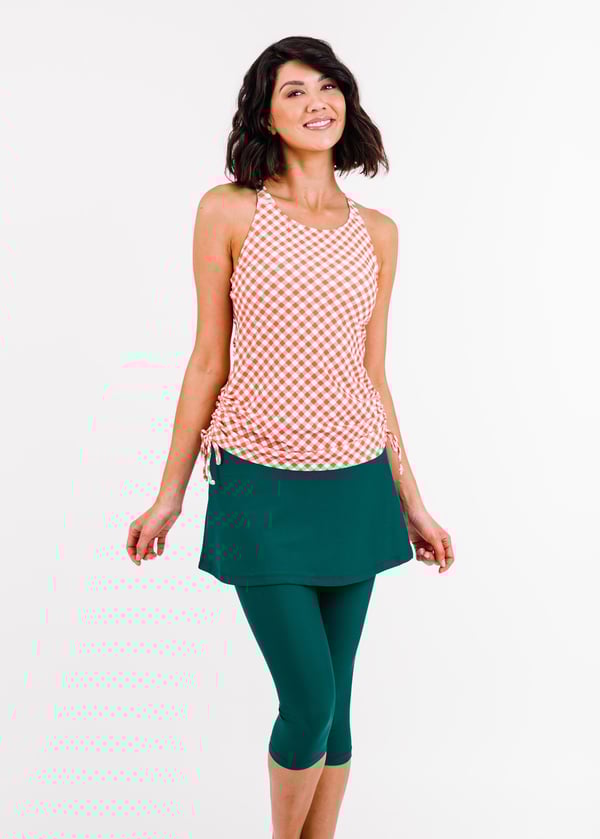 Maya Swim Top With Removable Cups With Skirted Swim Capris
