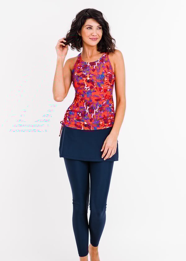 Maya Swim Top With Removable Cups With Skirted Long Swim Leggings