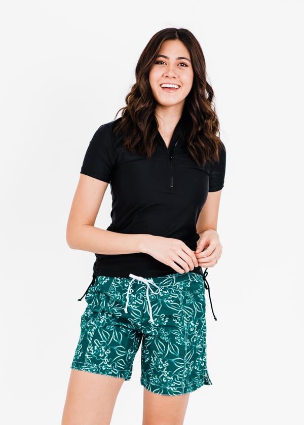 Half-Zip Adele Swim Top With 7" Board Shorts